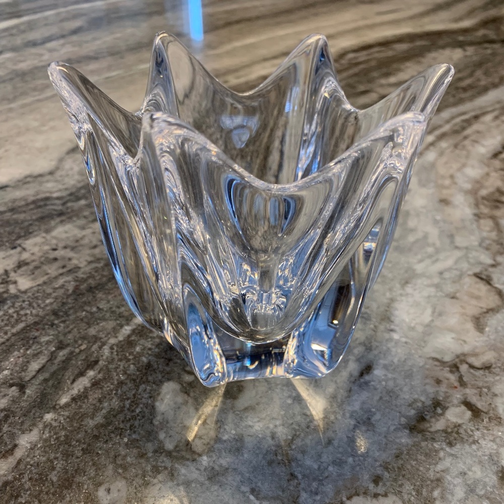 Orrefors Hand Blown Swedish Crystal Tulip Dish.